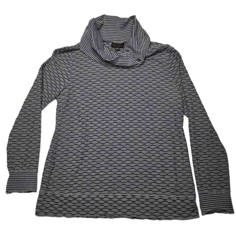 Apropos Women’s M Gray Striped Cowl Neck Sweater Long Sleeve Textured Knit